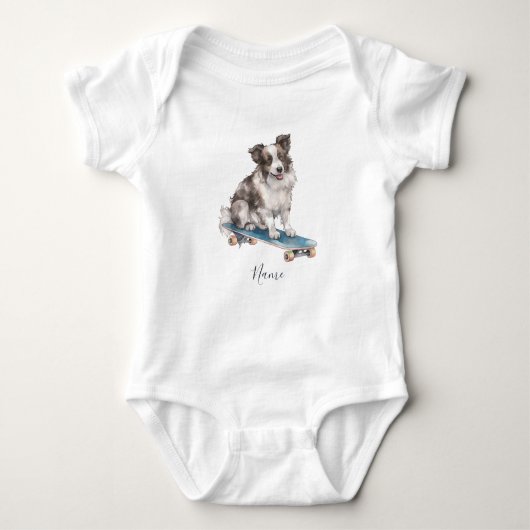 Watercolor Border Collie Baby Body Romper (Voorkant)