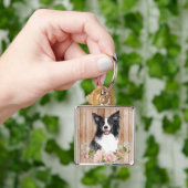 Watercolor Border Collie & Bloemen Sleutelhanger (Hand)