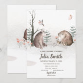 Watercolor Bos Baby Shower Kaart (Voorkant / Achterkant)