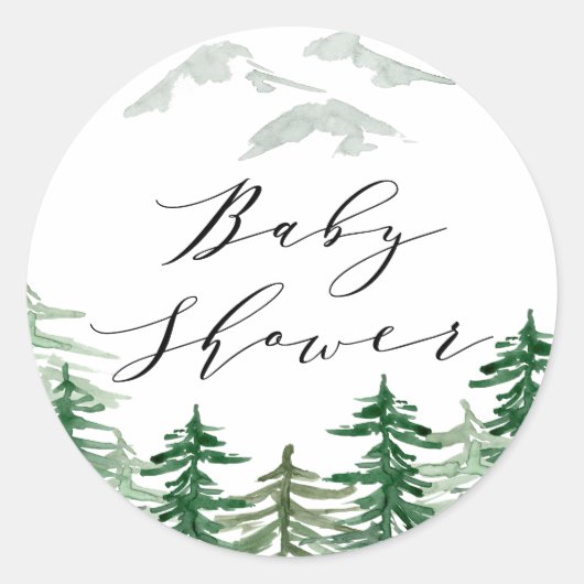 Watercolor Bos Baby Shower Sticker (Voorkant)
