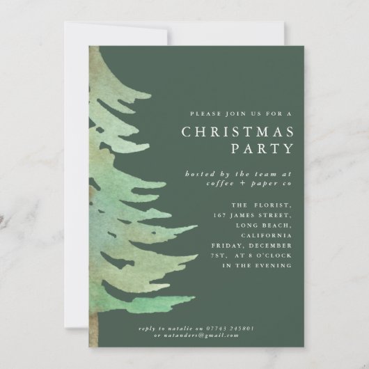 Watercolor bos bedrijfsfeest kaart (Voorkant)