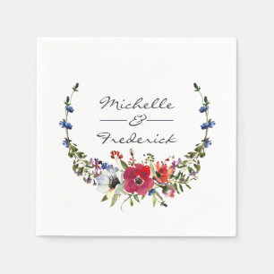 Watercolor bos bloem bruiloft servet