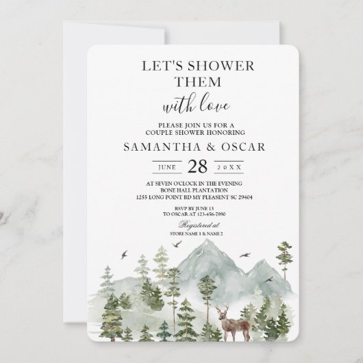 Watercolor bos | Bomen en herten |  Kaart (Voorkant)