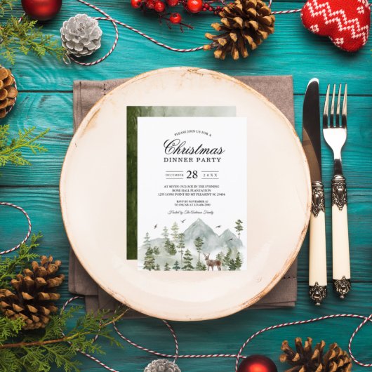 Watercolor bos | Bomen en herten | Uitnodiging