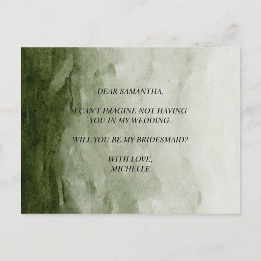 Watercolor bos | Bomen en herten  Uitnodiging Briefkaart (Achterkant)