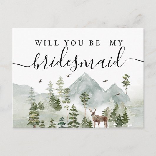 Watercolor bos | Bomen en herten  Uitnodiging Briefkaart (Voorkant)