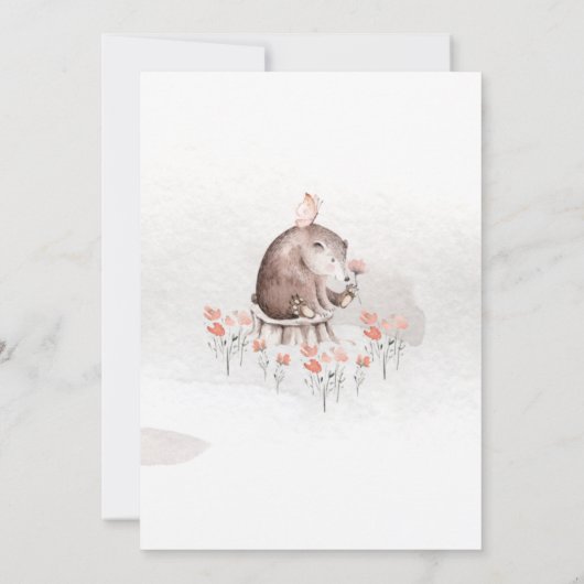 Watercolor Bos Bos Baby Shower Kaart (Achterkant)