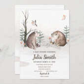 Watercolor Bos Bos Baby Shower Kaart (Voorkant / Achterkant)