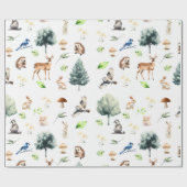 Watercolor bos bosdieren cadeaupapier (Vlak)