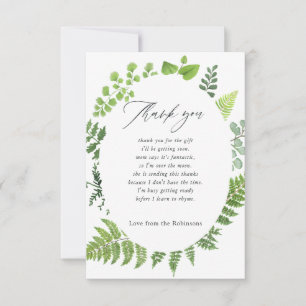 Watercolor bos bosgroen baby shower bedankkaart