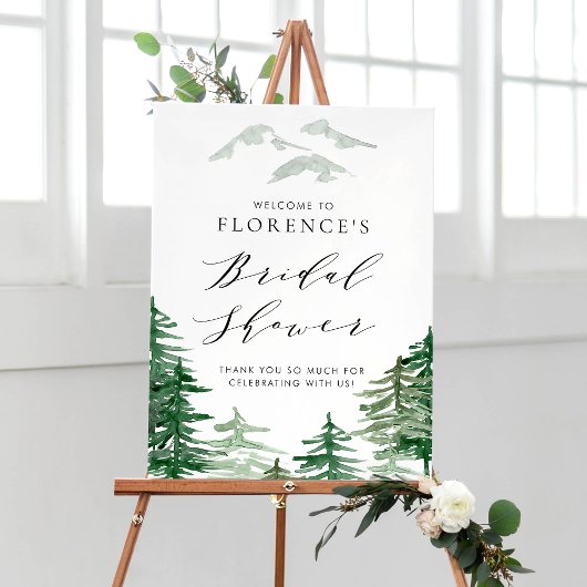 Watercolor Bos Bruiloft Borrel Welkom Poster