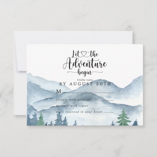 Watercolor Bos Bruiloft RSVP-reactiekaart RSVP Kaartje (Voorkant)