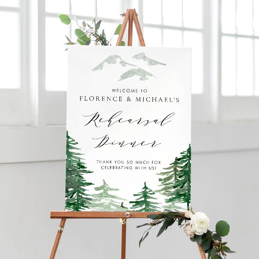 Watercolor Bos Bruiloftsproefavond Welkom Poster