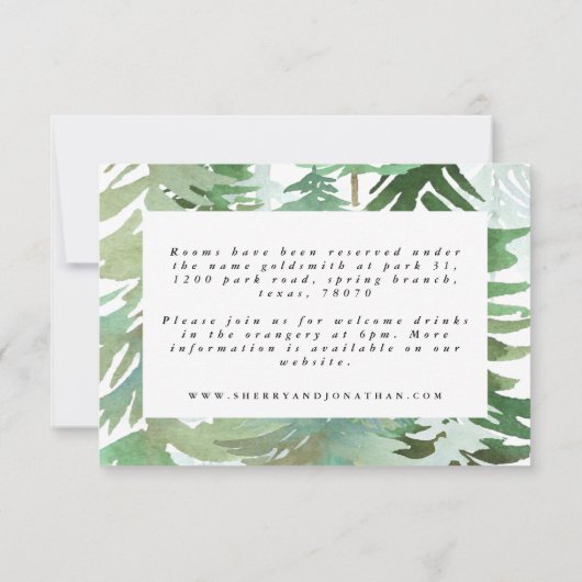 Watercolor bos detailkaart RSVP kaartje (Achterkant)