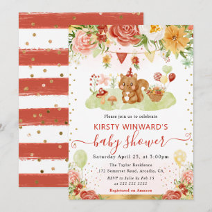 Watercolor Bos Eekhoorn Baby Shower Kaart