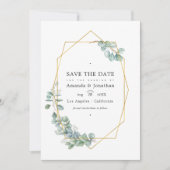 Watercolor bos eucalyptus bruiloftsfoto save the date (Voorkant)