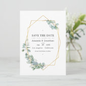 Watercolor bos eucalyptus trouwfoto save the date (Staand voorkant)