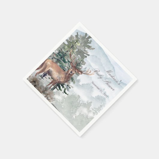 Watercolor Bos Herten Baby Shower Servet (Hoek)