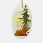 Watercolor Bos Hertenjong Keramisch Ornament (Rechts)