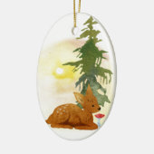 Watercolor Bos Hertenjong Keramisch Ornament (Links)