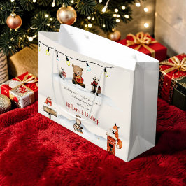 Watercolor Bos Kerst Dieren Slinger Licht Groot Cadeauzakje
