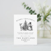 Watercolor bos Kerstmis Feestdagenkaart (Staand voorkant)