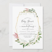 Watercolor bos kruidkundig geometrisch babyshower kaart (Voorkant)