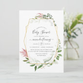 Watercolor bos kruidkundig geometrisch babyshower kaart (Staand voorkant)