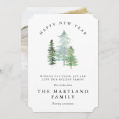 WATERCOLOR BOS-NIEUWJAAR. FEESTDAGENKAART (Voorkant / Achterkant)