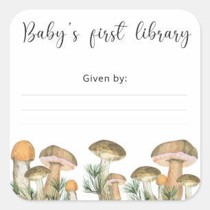 Watercolor bos paddenstoelen - Baby's eerste bibli Vierkante Sticker