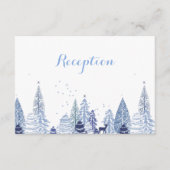 Watercolor Bos Winter Bruiloftsreceptie Informatiekaartje (Voorkant)
