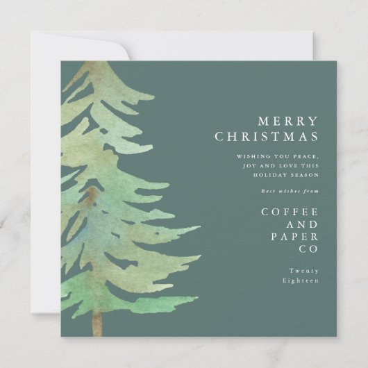 Watercolor bos zakelijke kerstkaart kaart (Voorkant)