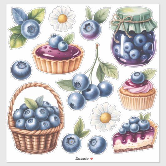 Watercolor Bosbes Behandelingen Sticker Pack Geïso (Vel)