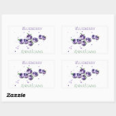 Watercolor Bosbessen Rechthoek Stickers (Vel)