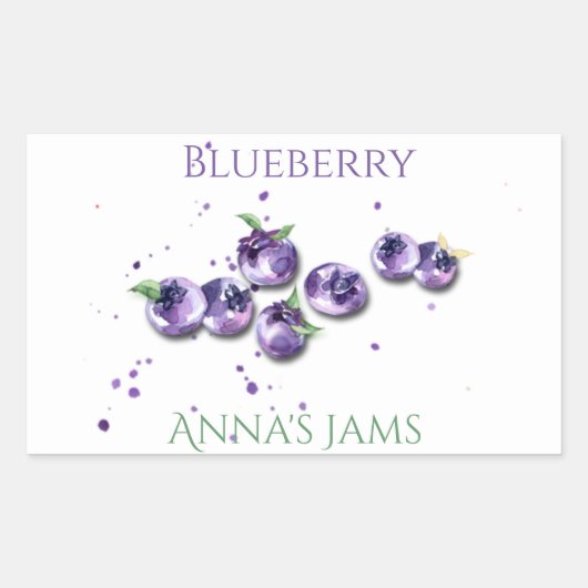 Watercolor Bosbessen Rechthoek Stickers (Voorkant)
