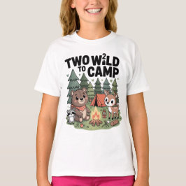 Watercolor bosdier kampeerder 2e verjaardag t-shirt