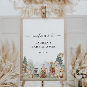 Watercolor Bosdieren Baby Shower Bord Poster