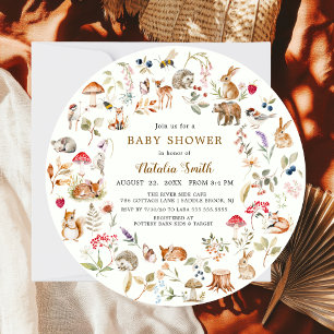 Watercolor Bosdieren Baby Shower Kaart