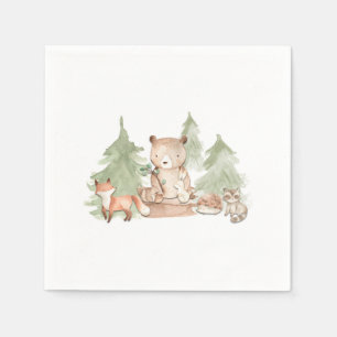 Watercolor bosdieren baby shower servet
