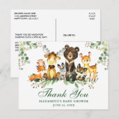 Watercolor Bosdieren Bedankt Baby Borrel  Briefkaart (Voorkant / Achterkant)