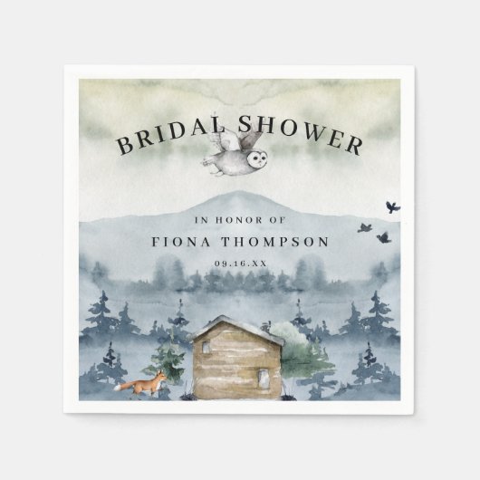 Watercolor bosdieren Bruidsdouche Servet (Voorkant)