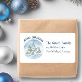 Watercolor Bosdieren Kerstmis Etiket