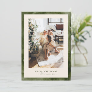 Watercolor bosgroene kerstfamiliefoto feestdagenkaart