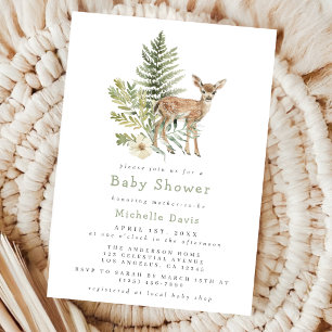 Watercolor Boshert Herten Baby Shower Kaart