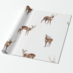 Watercolor Bosherten en Herten in het Bos Cadeaupapier
