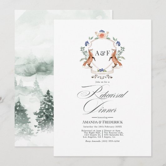 Watercolor Bosland Laurier Crest Proefdiner Kaart (Voorkant / Achterkant)