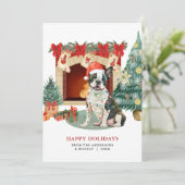 Watercolor Boston Terrier Kerstkaart (Staand voorkant)