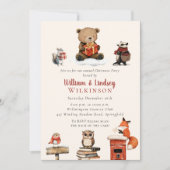 Watercolor Bosvrienden Kerst Uitnodiging (Voorkant)