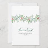 Watercolor Botanica Hulst en Bessen Kerstmis Feestdagenkaart (Voorkant)