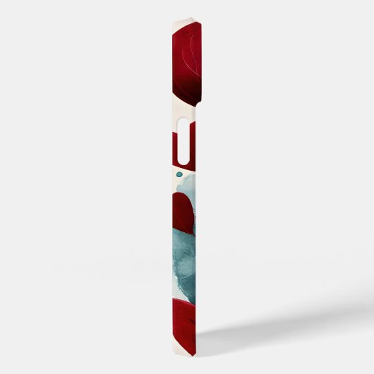 Watercolor Botanical Art Phone Case - Stylized Red (Achterkant / Rechts)